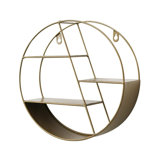 Rongfmy Floating Shelf Display Rack Round Wall Mounted Geometric Decorative Decor Organizer for Office Coffee Bar Bedroom Living Room Copper Color
