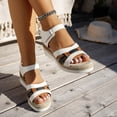 thumbnail image 4 of Dakaela Women's Espadrille Wedge Sandals Flower Ankle Strap Platform Summer Shoes Braided Open Toe Dressy Casual Slip on Sandal Size 6-10 White, 4 of 8
