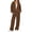 Brown, variant on Women's Sweatsuit 2 Piece Outfit Long Sleeve Full Zip Hooded Jacket with Drawstring Wide Leg Pants Relaxed Fit Casual Lounge Wear Tracksuit Set for Fall Winter Daily Black L