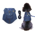 thumbnail image 3 of Wisremt Small Dog Cat Denim Vest Jacket Harness, Puppy Harness Leash Set,Easy on And Off, 3 of 6