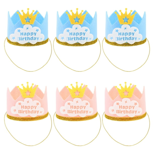 KAKOWELY 6 piezas de decoraciones para fiestas de cumpleaños, suministros para fiestas, adorables sombreros para niños, sombreros de cumpleaños