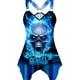 thumbnail image 1 of Rose & Skull Print Dress, Gothic Sleeveless Asymmetrical Hem Dress, Women's Clothing, 1 of 5
