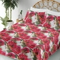 thumbnail image 3 of Ambesonne Rose Pattern Fitted & Flat Sheet with Sham 3 Pcs Set, Aquarelle Flower Leafy, Twin, Dark Coral Laurel Green, 3 of 5