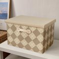 thumbnail image 5 of Fabric Stackable Storage Box with Lid Large Capacity Wardrobe Organizer Foldable for Clothes Toys 38x25x18cm Khaki Green Home Car Use, 5 of 6