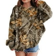 thumbnail image 2 of BOBOGOJP Camo Hoodie Sweatshirts for Teen Girls Long Sleeve Maple Leaf Print Cute Graphic Hoodie Drawstring Pullover Trendy Girls Hoodies Kids Khaki for Size 9-10 Years, 2 of 7
