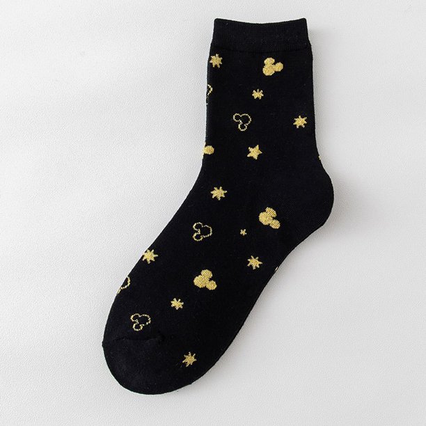 Calcetines largos de dibujos animados para mujer, medias deportivas con estampado de Mickey y Minnie, 12 años heqiyong LED