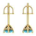 thumbnail image 4 of 1 Ct Round Cut Studs Blue Turquoise 18K Yellow Solid Solid Gold Everyday Dainty Earrings Screw Back, 4 of 7