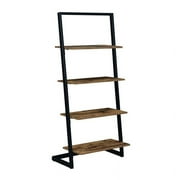 Pemberly Row Contemporary Ladder Bookshelf in Nutmeg Wood Finish