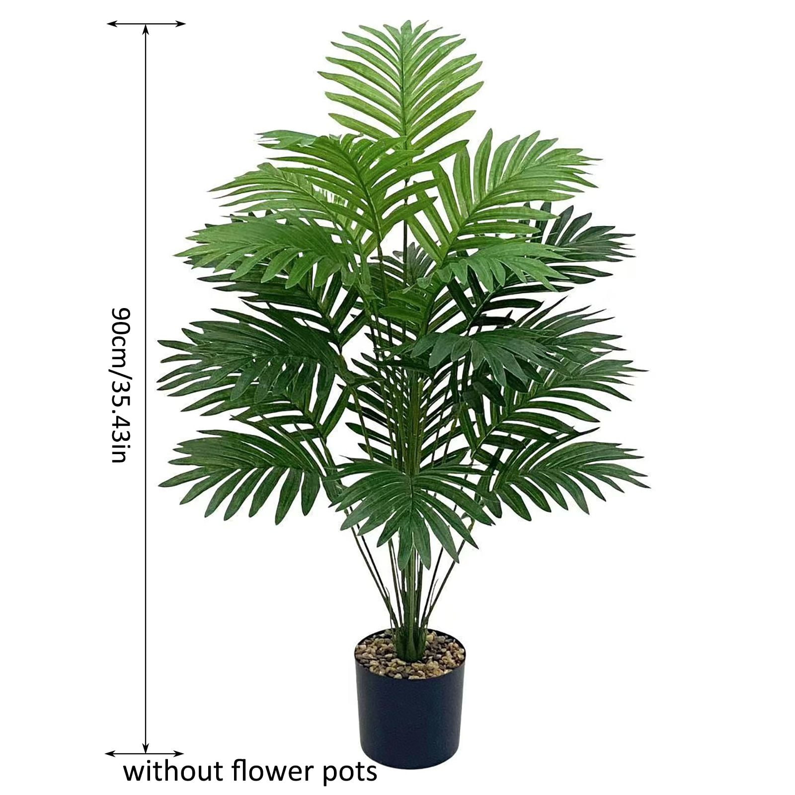 Artificial Areca Palm Tree Faux Plants 30 inch Artificial Plants Faux Fake Palm Tree Large Areca Palm Plants Tropical Leaf Greenery Family Office Indoor Outside Decor (Flowerpot not included) (90CM)