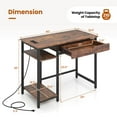 thumbnail image 3 of Gymax 40'' Computer Desk w/ Charging Station Drawer & Adjustable Shelf Headphone Hooks, 3 of 10