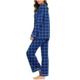 thumbnail image 2 of ZUKMRJPC Womens Pajamas Set 2 Piece V Neck Pjs Soft Comfy Cotton Long Sleeve Tops and Pants Sleepwear Set Casual Plaid Homewear Sets, 2 of 4