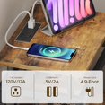 thumbnail image 6 of End Table with Charging Station, Side Table with USB Ports and Outlets, Small Nightstand with 3-Tier Storage Shelf, Bedside Table for Small Spaces, Living Room, Rustic Brown and Black, 6 of 18