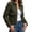Green, variant on Women's Cropped Wool Blend Jacket, Long Sleeve Lapel Full Zip Coat with Flap Pockets ,Women's XS-L