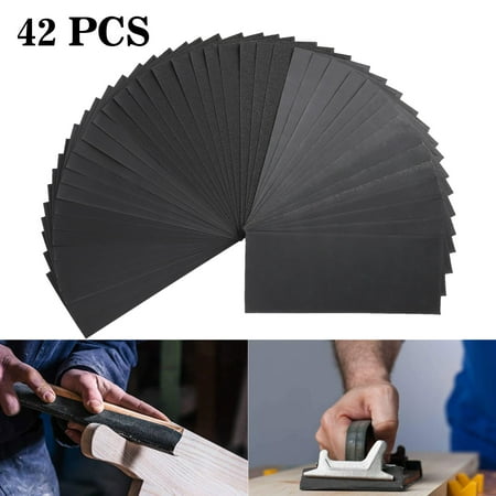 42-Sheet, 120 To 3000 Assorted Grit Sandpaper for Wood Furniture Finishing, Metal Sanding and Automotive Polishing, Dry or Wet Sanding,...