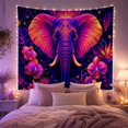 thumbnail image 2 of Floral Garden Front with Facing Elephant Head Vivid, Mystical Fantasy for Space Lovers, Galaxy Room Decor, Mother'S Day Gift, Tapestry Wall Hanging for Bedroom and Dorm, 2 of 7