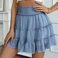 thumbnail image 2 of YDFCWXW Women Chiffon Skirts High Waist Ruffle Mini Skirts Tennis Golf Skirt Boho Summer Tiered Skirts with Built-in Shorts Blue, S, 2 of 6