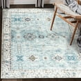 thumbnail image 3 of ReaLife Rugs Machine Washable Printed Distressed Boho Border Blue Ivory Eco-friendly Recycled Fiber Area Runner Rug (7'6" x 9'6"), 3 of 8