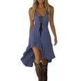 thumbnail image 2 of Yourumao Western Dresses for Women Crisscross Plunge Sleeveless Sundress Lace High Low Cowgirl Vintage Dress for Cocktail Party, 2 of 7