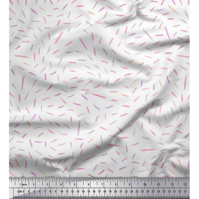 Soimoi White Rayon Crepe Fabric Brush Stroke Abstract Fabric Prints By Yard 46 Inch Wide