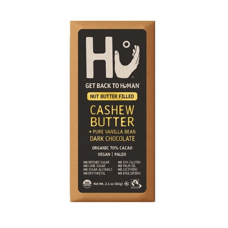 HU Dark Chocolate Bar Vegan Paleo Cashew Butter & Pure Vanilla Bean 2.1 oz Pack of 2