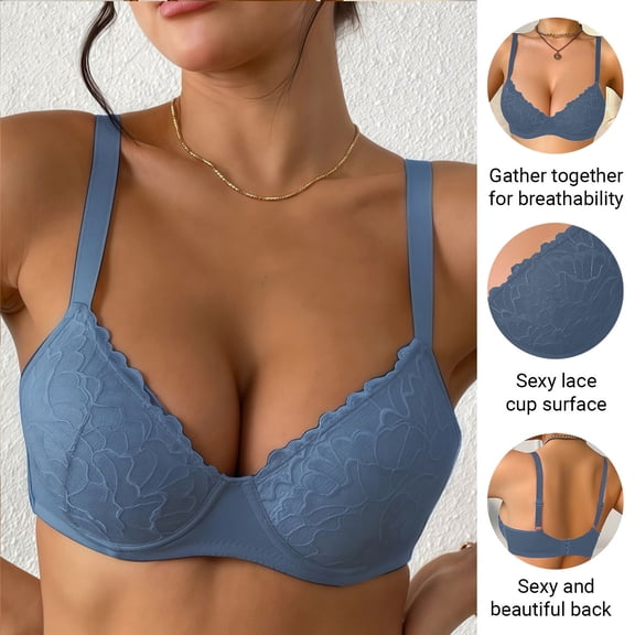 Tsesme Women's Underwire Bra, Fashion Lace Breathable T-Shirt Bras Lightweight Push up Support Lingerie