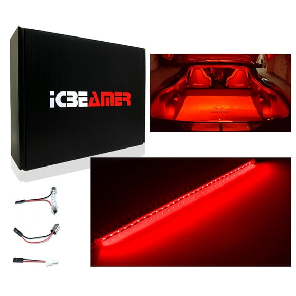 ICBEAMER 12" Red 18 SMDs 2835 LED Strip Light Universal Fit Car Trunk Cargo Area or Interior Illumination
