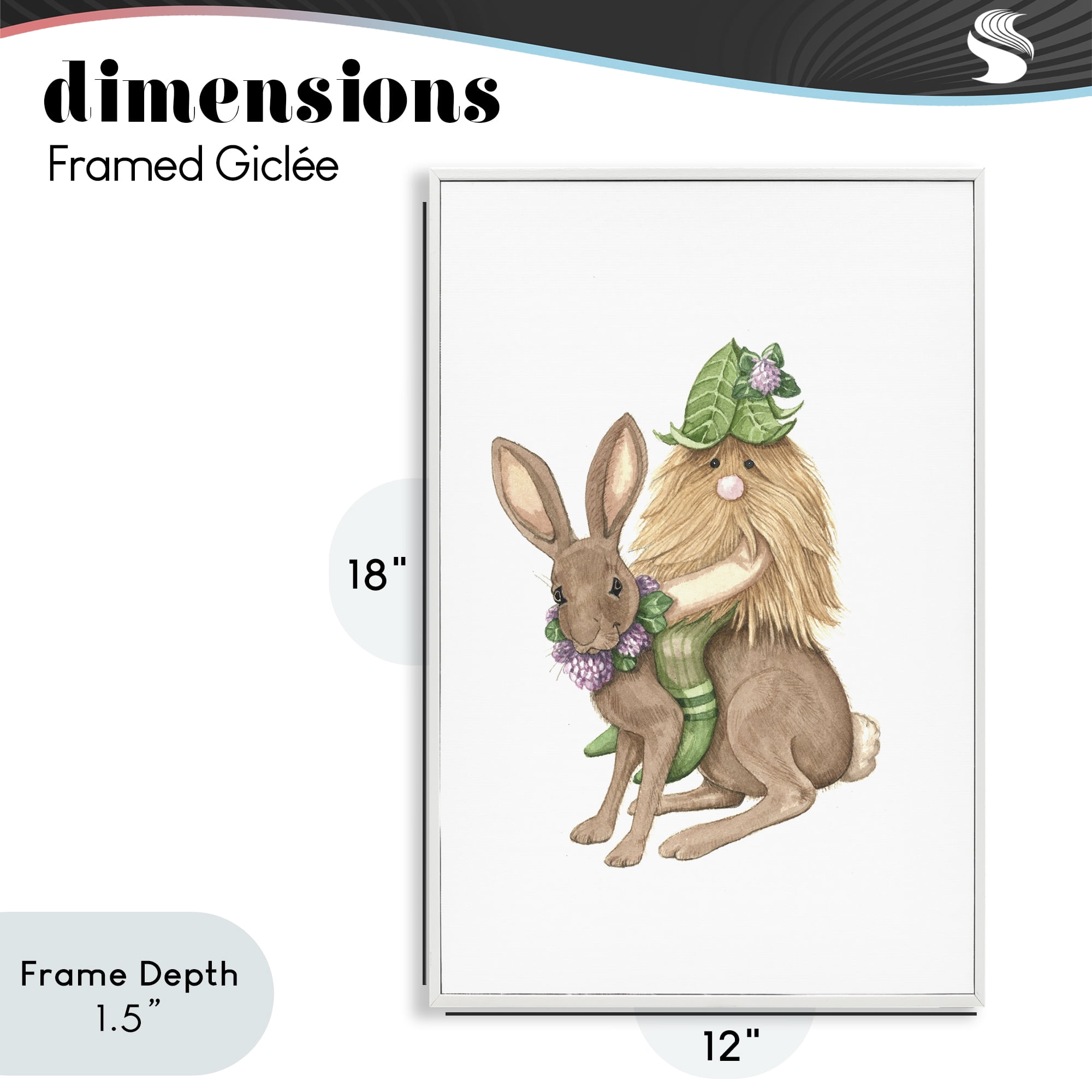 Stupell Industries Garden Elf Riding Rabbit White Framed Giclee Art, design by Nancy Overton