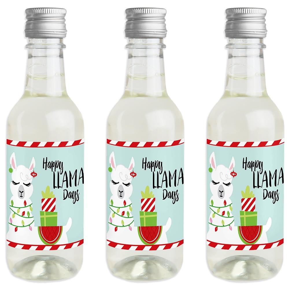 Fa La Llama - Mini Wine and Champagne Bottle Label Stickers - Christmas and Holiday Party Favor Gift for Women and Men -