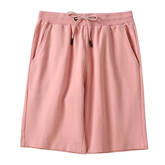 SUYIDA Women's Heavyweight Straight Leg Five Point Shorts Loose Fit Solid Color Casual Summer Style Versatile Everyday Wear Breathable Soft With Elastic Waistband High