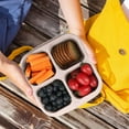 thumbnail image 2 of Japanese-inspired Rustic 4 Compartment Bento Box, Reusable Meal Prep Lunch Containers, Divided Lunch Snack Box (4 PCS, Beige, 6.50"x6.10"x2.17"), 2 of 7
