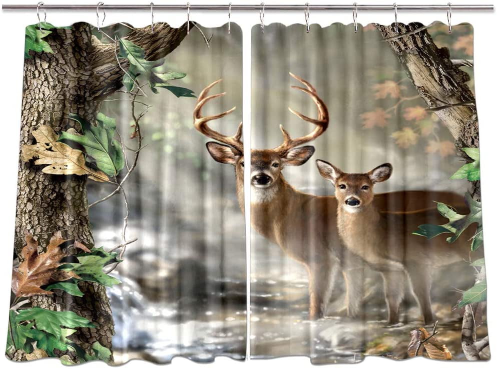 Fog Forest Animal 3D Blockout Photo Curtain Print Curtains Fabric Kids Windows 