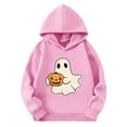 thumbnail image 2 of bbymog Halloween Boys Hoodie Long Sleeve Cute Spooky Hoodies for Teen Girls Fall Winter Kids Clothing Pink 7 Years, 2 of 7