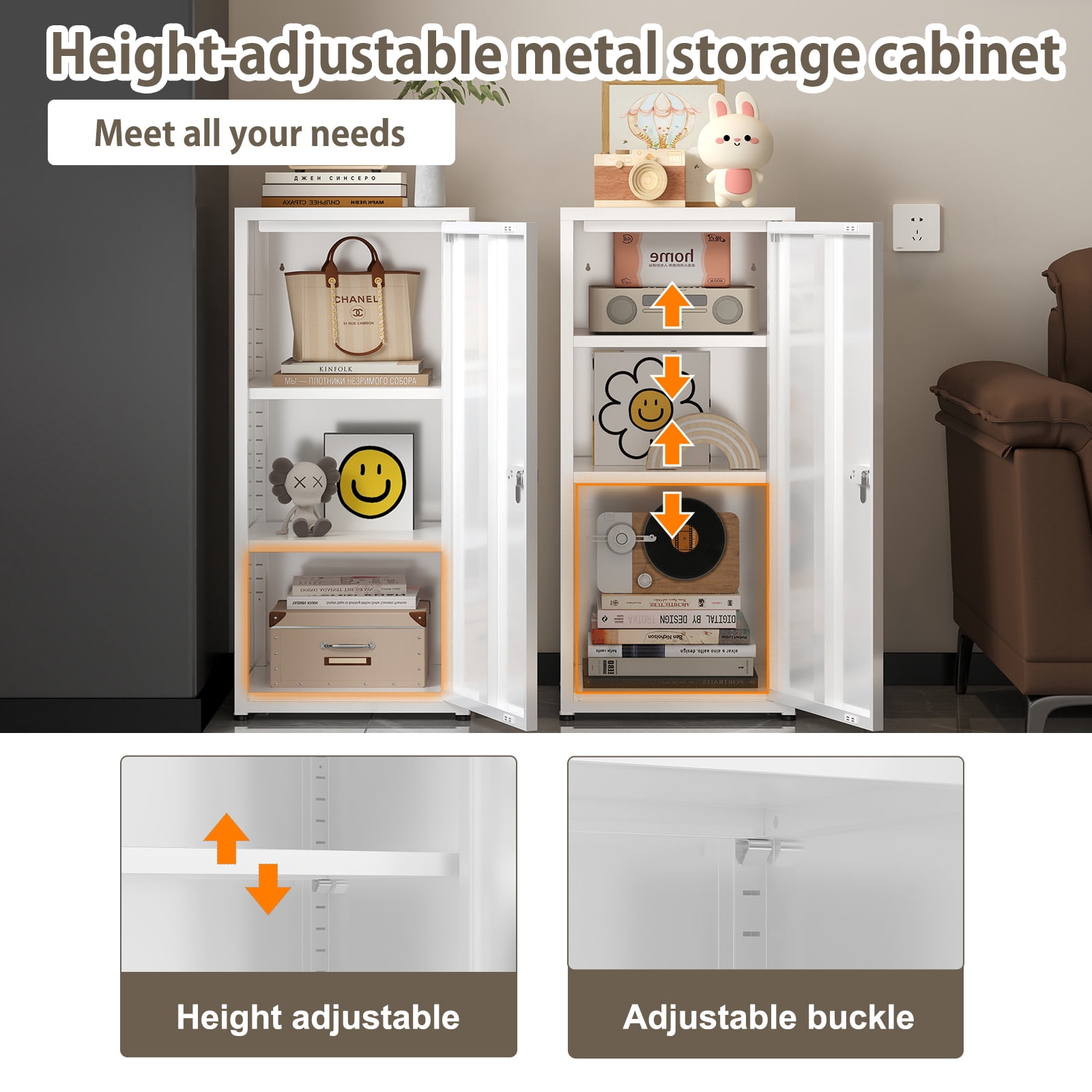 Heavy-Duty Metal Locking Storage Cabinet with Dial Lock, 34.6” Tall Stackable Locker with 2 Adjustable Shelves, Powder-Coated Steel for Home/Office/Bathroom/Kitchen