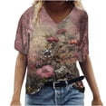 thumbnail image 3 of Babysbule Women's Tops Plus Size Women Short Sleeve Printed V-Neck Tops Tee T-Shirt Blouse, 3 of 4