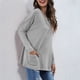 thumbnail image 2 of Blusa de mujer gris de cuello redondo y manga larga con bolsillos: clásica, informal y cómoda, talla L, 2 of 5