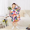 thumbnail image 6 of FORMRS Wearable Blanket Hoodie with Sleeves for Kids Cozy Flannel Sweatshirt, White Colorful Circles, 6 of 7