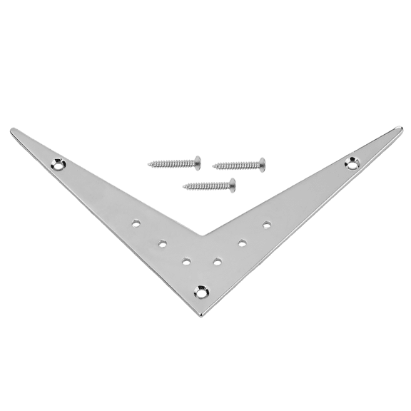 LOOKSEVEN V-Shaped Fixed Electric Guitar Bridge, Black/Chrome with Mounting Screws-chorme