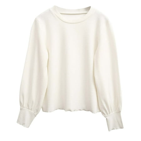 

SHTXOZHI Girls Long Sleeve Fall Tops Round Neck Ruffle Blouses Solid Color Basic Shirts for Toddler Kids
