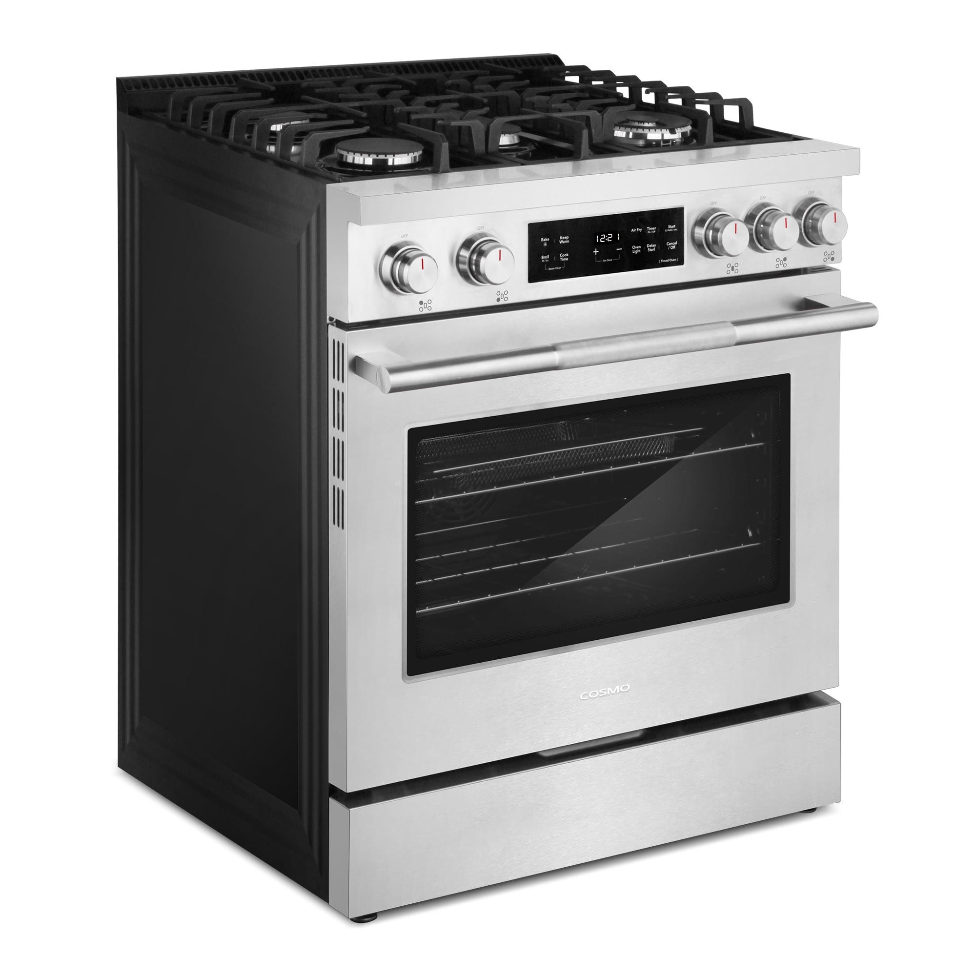 Cosmo 30 in. Stellar Collection 4.8 cu. ft. Gas Range, 5 Burners, Convection Oven, Cast Iron Grates, Stainless Steel