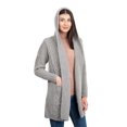 thumbnail image 5 of SAOL 100% Merino Wool Women's Aran Open Front Long Cardigan Sweater Irish Cable Knit Outdoor Coat with Hood Made in Ireland, 5 of 7