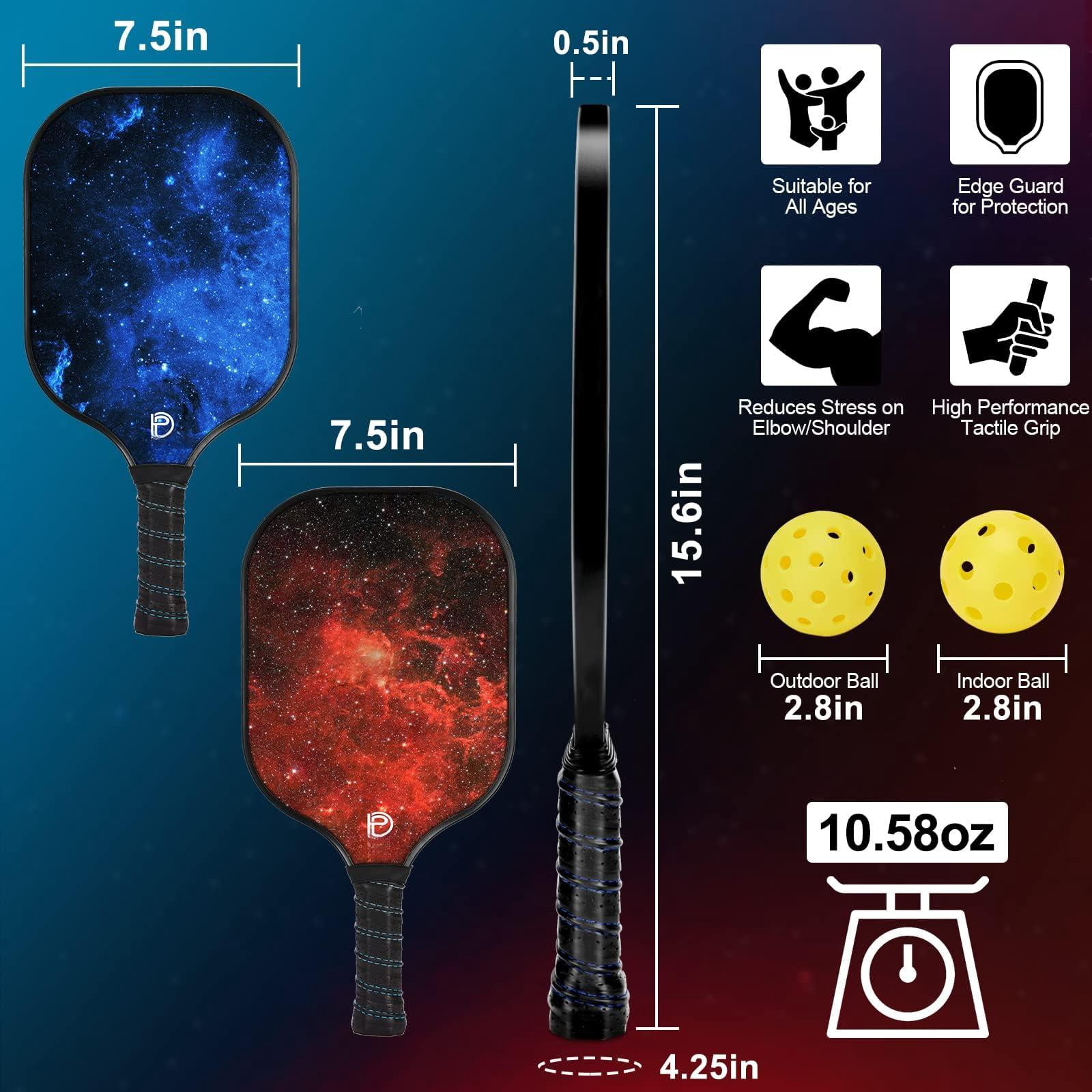Pickleball Paddles Set Of 2/4 - Usapa Approved  4 Indoor Outdoor Balls Fiberglass Surface Paddle Racket With Cover Bag Ideal Equipment Gift For Men & Women