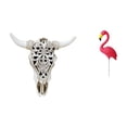 thumbnail image 1 of Escultura Colgante De Pared Con Cabeza De Toro Tribal Y Estaca De Flamenco Para Jardín, Ideal Para Oficina, Granja, Dormitorio Y Decoración De Primavera., 1 of 8