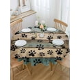 thumbnail image 2 of Round Tablecloth Farmhouse Vintage Waterproof Oil Proof Polyester Table Cloth Cover Decor for Home Dining Outdoor,Patio,Parties, 54" Dia. Pet Dog Paws Wood Texture Brown, 2 of 9