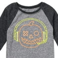 thumbnail image 3 of Instant Message - Neon Pumpkin with Headphones - Toddler & Youth Raglan Graphic T-Shirt, 3 of 5