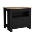 thumbnail image 2 of Nmkwnr 35" H Kitchen Island with 2 Doors and 3 Open Shelves, Perfect for Living Room, Dining Room, Kitchen, Black+Brown, 2 of 7