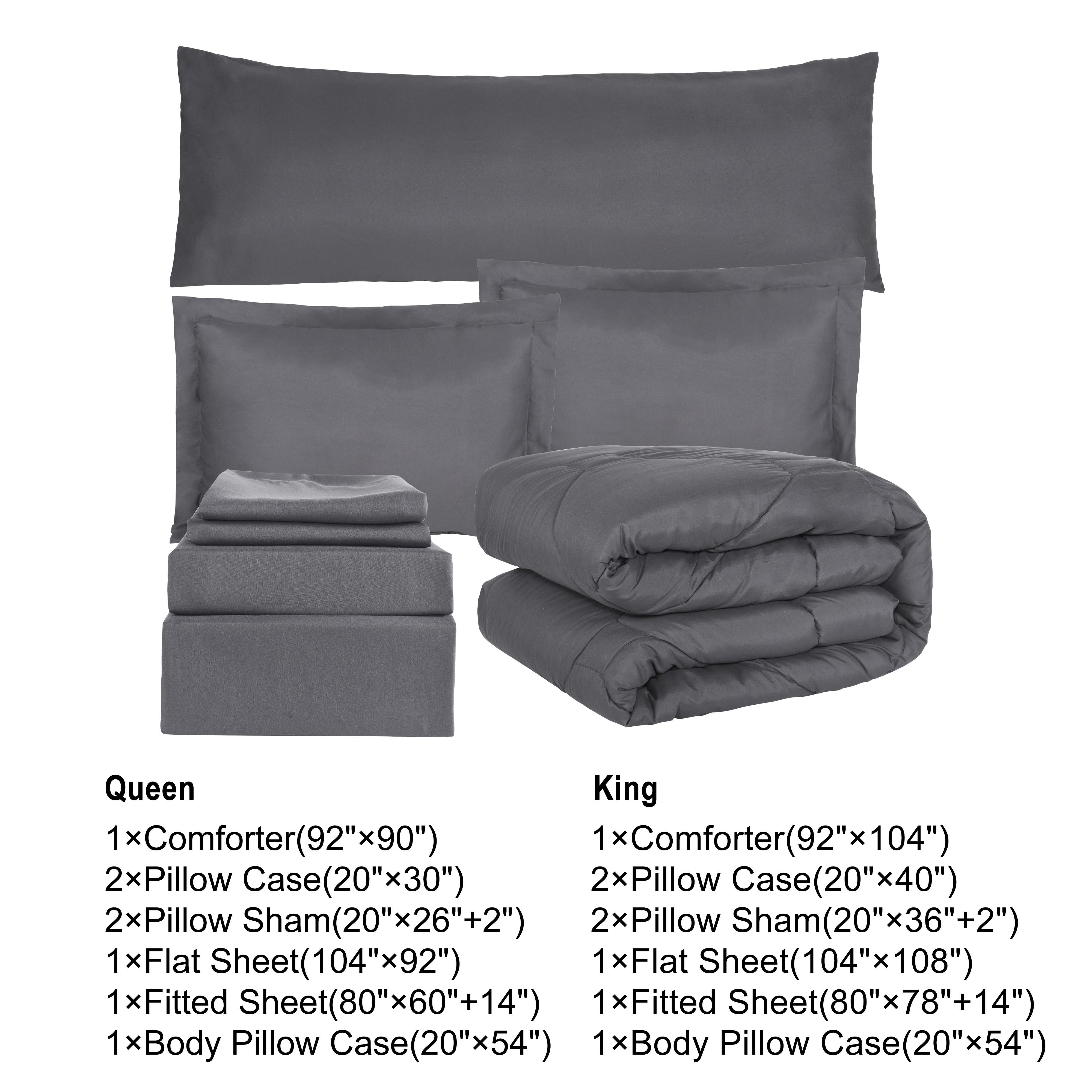 HIG 8 PCS Modern Comforter Set All Season Bed in a Bag, Dark Gray, Queen Size