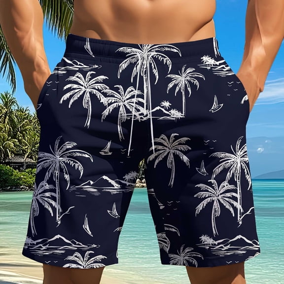 Swim Trunks for Men 9 Inch No Liner Bathing Suit Comfortable Summer Beach Casual Mens Board Shorts Swimwear Dark Blue L