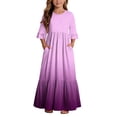 thumbnail image 2 of Little Girls Maxi Dress 4-14 Years Ruffle Half Sleeve Round Neck Floral Print Tiered Long Dress with Side Pockets Pink O 7-8 Years, 2 of 7