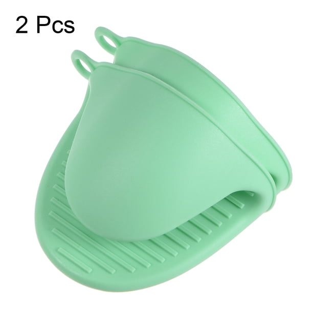 Mini Silicone Oven Gloves – Food-Grade Heat Resistant Mitts For Kitchen Handling, Green