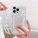 thumbnail image 3 of Funda suave transparente con cordón de cadena de teléfono colgante de oso 3D coreano para iPhone 15, 14 Pro Max, 11, 13, 12 Mini, XR, 6, 8, 7 Plus, X, XS, SE, 3 of 5